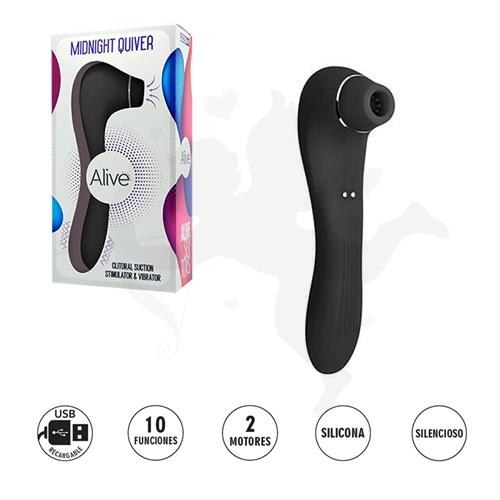 Midnight quiver Black succionador de clitoris negro con carga USB